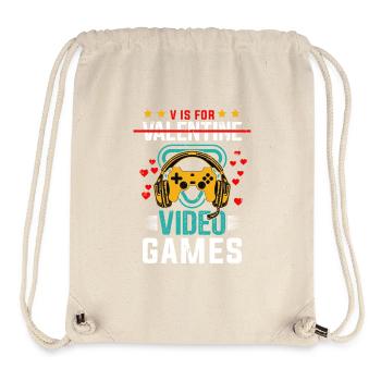 Gamer Valentine - Love & Play Controller Herz-T-Shirt - Stanley/Stella recycelter Gym Bag - Naturweiß - Vorne