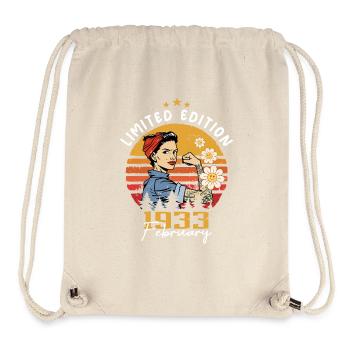 91 years old - Born in February 1933 - Stanley/Stella Recycled Gym Bag - natural - Front