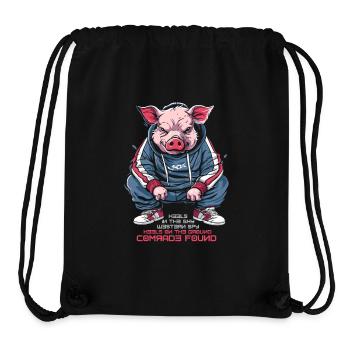 Espion de l’Ouest ou camarade, cochon gopnik slave - Sac à cordon recyclé Stanley/Stella - noir - Devant