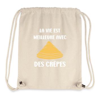 Crêpes Bretagne humour crêpe - Sac à cordon recyclé Stanley/Stella - blanc naturel - Devant
