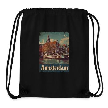 Vintage Amsterdam Kanal Niederlande Holland - Stanley/Stella recycelter Gym Bag - Schwarz - Vorne