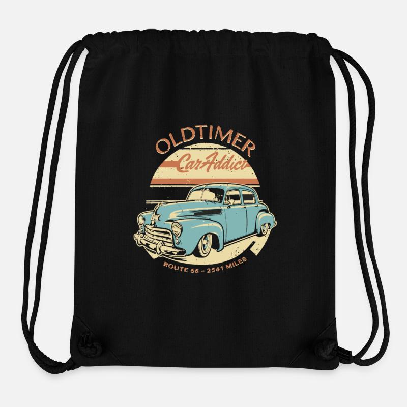 OLDTIMER – ACCRO À LA VOITURE – VINTAGE - Sac à cordon recyclé Stanley/Stella - noir