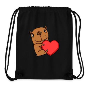 Capybara Capybara Amour du cœur - Sac à cordon recyclé Stanley/Stella - noir - Devant