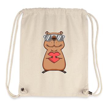 Capybara Cool Capybara Amour du cœur - Sac à cordon recyclé Stanley/Stella - blanc naturel - Devant