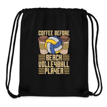 Volley-ball de plage Café Joueur de volley-ball Amateur de café - Sac à cordon recyclé Stanley/Stella - noir - Devant