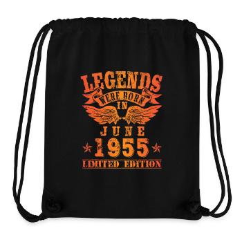 Legends sont nées en Juin 1955 Anniversaire - Sac à cordon recyclé Stanley/Stella - noir - Devant