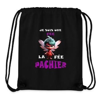 Je suis la Fée Pachier, Fée pas Chier, Fée Pachié - Sac à cordon recyclé Stanley/Stella - noir - Devant