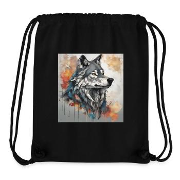 Wolf mit Farbflecken Hintergrund. - Stanley/Stella recycelter Gym Bag - Schwarz - Vorne