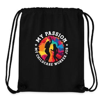 Éducatrice en garderie Ma passion Ma garderie - Sac à cordon recyclé Stanley/Stella - noir - Devant