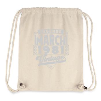 Cadeau Vintage Anniversaire mars 1981, mars 1981. - Sac à cordon recyclé Stanley/Stella - blanc naturel - Devant