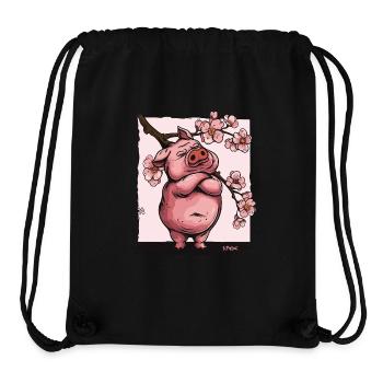 Beleidigtes japanisches Sakura Blüten Schwein - Stanley/Stella recycelter Gym Bag - Schwarz - Vorne