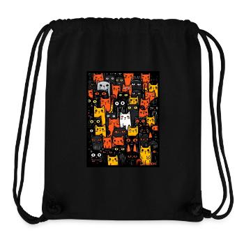 Lots of cartoon street cats - Stanley/Stella Recycled Gym Bag - black - Front