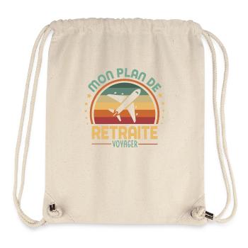 Mon plan de retraite c'est voyager prendre l avion - Sac à cordon recyclé Stanley/Stella - blanc naturel - Devant