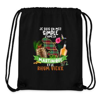 Homme Mec Simple Rhum Vieux Et Martinique 972 - Sac à cordon recyclé Stanley/Stella - noir - Devant