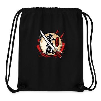 Épée de dessin animé de samouraï japonais asiatique - Sac à cordon recyclé Stanley/Stella - noir - Devant