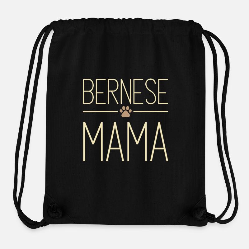 Conception minimaliste de maman bernoise pour les mamans de chiens - Sac à cordon recyclé Stanley/Stella - noir