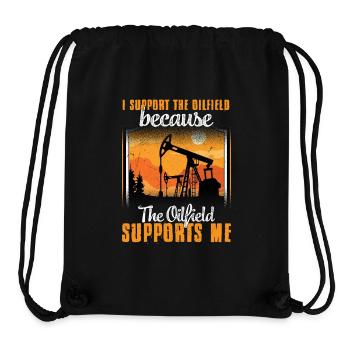 Je soutiens la plate-forme pétrolière de travailleur de champ pétrolifère - Sac à cordon recyclé Stanley/Stella - noir - Devant