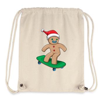Skateboard de Noël Gingerbread Man - Sac à cordon recyclé Stanley/Stella - blanc naturel - Devant
