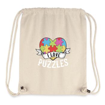 I Love Puzzles Jigsaw Puzzle Piece - Stanley/Stella Recycled Gym Bag - natural - Front