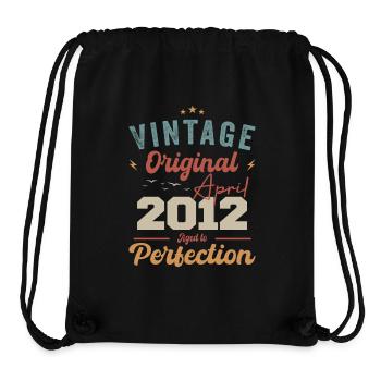 Vintage né en avril 2012 cadeau d’anniversaire - Sac à cordon recyclé Stanley/Stella - noir - Devant