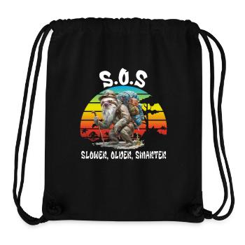 S.O.S Slower Older Smarter. Hiking, Sloth, - Stanley/Stella Recycled Gym Bag - black - Front