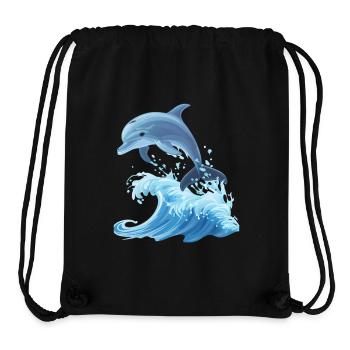 Dolphin Graphic with Waves Dolphin Lover Ocean - Stanley/Stella Recycled Gym Bag - black - Front