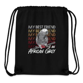 Gris africain Mon meilleur ami est ornithologue - Sac à cordon recyclé Stanley/Stella - noir - Devant