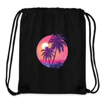 Tropical sunset with palm trees - Stanley/Stella Recycled Gym Bag - black - Front