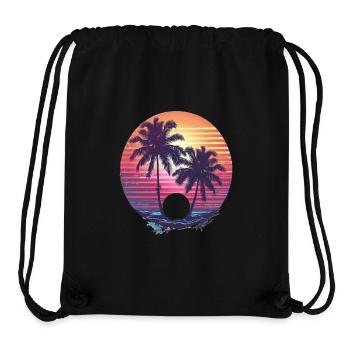Sunny Palm Trees Sunset - Stanley/Stella Recycled Gym Bag - black - Front