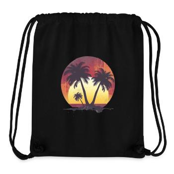 Tropical sunset and palm trees - Stanley/Stella Recycled Gym Bag - black - Front
