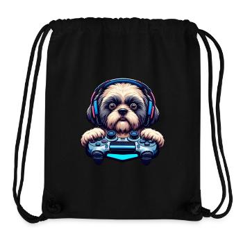 Nerds du jeu, amateurs de chiens Shih Tzu - Sac à cordon recyclé Stanley/Stella - noir - Devant