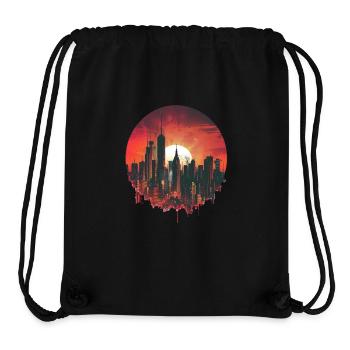 Élégant coucher de soleil Motif Grande Ville - Sac à cordon recyclé Stanley/Stella - noir - Devant