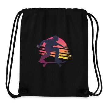 Skateboard Sonnenuntergang Silhouette - Stanley/Stella recycelter Gym Bag - Schwarz - Vorne
