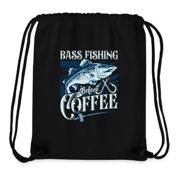 Bass Fishing Before Loves Fly Fishing Coffee Lover - Sac à cordon recyclé Stanley/Stella - noir - Devant