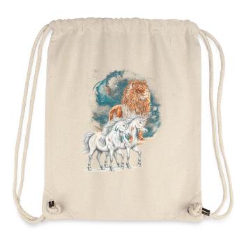 Licornes, Lion, Animaux fantastiques, Lions, Licorne - Sac à cordon recyclé Stanley/Stella - blanc naturel - Devant