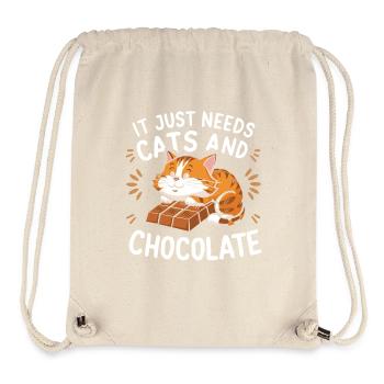 Schokoladenliebhaber Katze Lustiger Spruch Süßes Essen - Stanley/Stella recycelter Gym Bag - Naturweiß - Vorne
