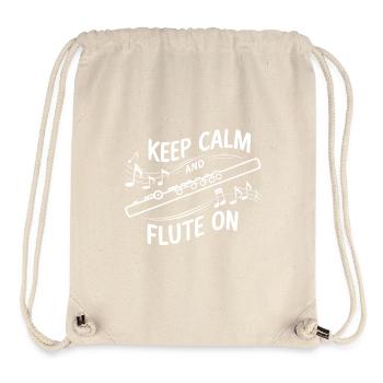 Gardez votre calme et flûtez sur la flûte transversale de l'instrument - Sac à cordon recyclé Stanley/Stella - blanc naturel - Devant