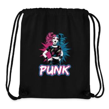 Punk Girl mit rosa und blauen Haaren Retro Style - Stanley/Stella recycelter Gym Bag - Schwarz - Vorne