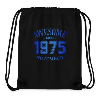 Novembre 1975 - Anniversaire en novembre Génial - Sac à cordon recyclé Stanley/Stella - noir - Devant