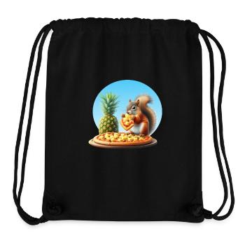 Écureuil dégustant une pizza - Sac à cordon recyclé Stanley/Stella - noir - Devant