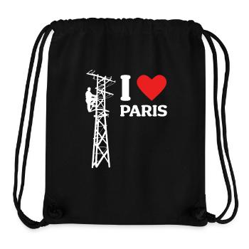 I Love Paris Lustige Elektriker Strommast Strom - Stanley/Stella recycelter Gym Bag - Schwarz - Vorne