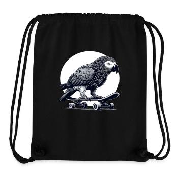Perroquet gris africain sur skateboard - Sac à cordon recyclé Stanley/Stella - noir - Devant