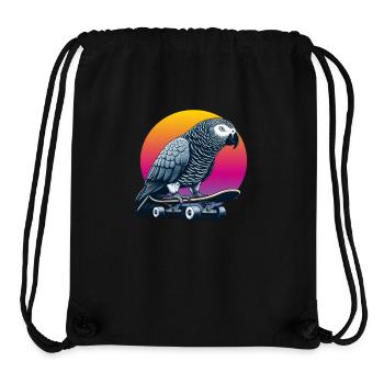 Perroquet gris africain sur skateboard - Sac à cordon recyclé Stanley/Stella - noir - Devant