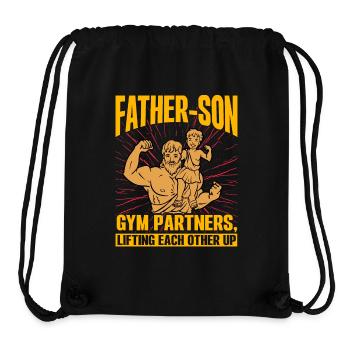 Father Son Gym Partners lifting each other up - Stanley/Stella Recycled Gym Bag - black - Front