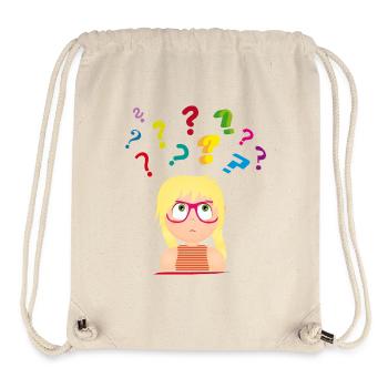 Girl with glasses with many colorful question marks - Stanley/Stella Recycled Gym Bag - natural - Front