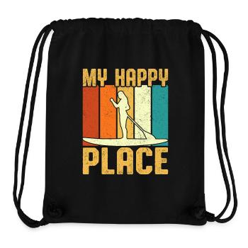 My Happy Place Girl Paddle Board Retro Vintage - Stanley/Stella Recycled Gym Bag - black - Front
