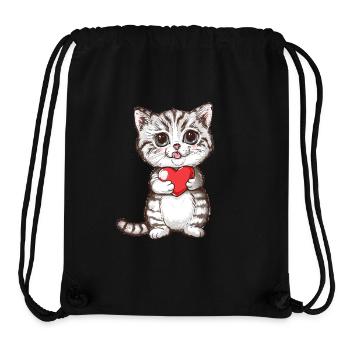 Cute Kitten Holding Red Heart Adorable Love Cat - Stanley/Stella recycelter Gym Bag - Schwarz - Vorne
