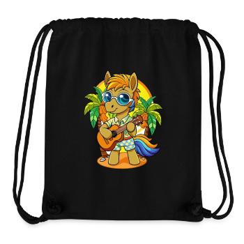 Lustige Pony Cartoon Sommer Strand Sonnenbrille Gitarre - Stanley/Stella recycelter Gym Bag - Schwarz - Vorne