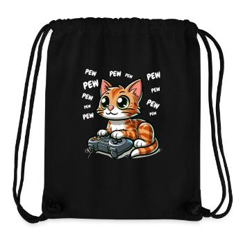 Video Game Gamer Zocken Katze Pew Computer Lustig - Stanley/Stella recycelter Gym Bag - Schwarz - Vorne