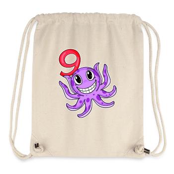 9th Birthday Motif Octopus - Nine Years Old - Stanley/Stella Recycled Gym Bag - natural - Front